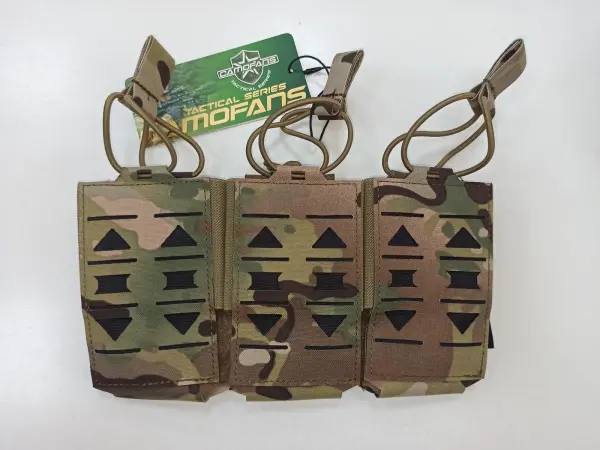 Превью товара Подсумок Camofans для маг.АК тройной под 3 маг. открытый мультикам